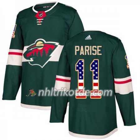 Minnesota Wild Trikot Zach Parise 11 Adidas 2017-2018 Grün USA Flag Fashion Authentic - Herren